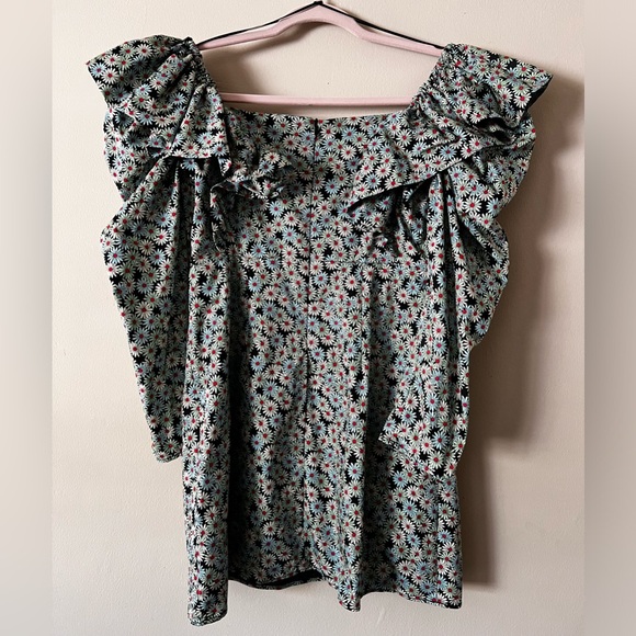 Zara Floral Long Sleeve Ruffled Mini Dress in Green • M - Picture 3 of 4